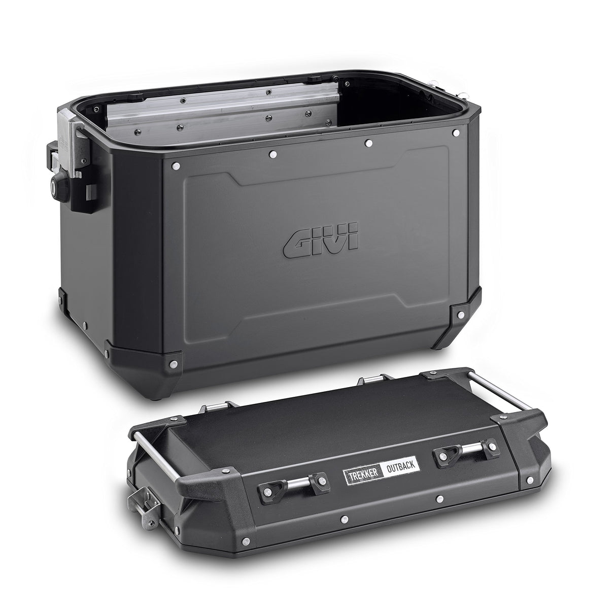 Givi OBK48BPACK2 Trekker Outback 48 Monokey Baúl de Aluminio Lateral, Color Negro, 48 litros, Carga Máxima A 10 Kg