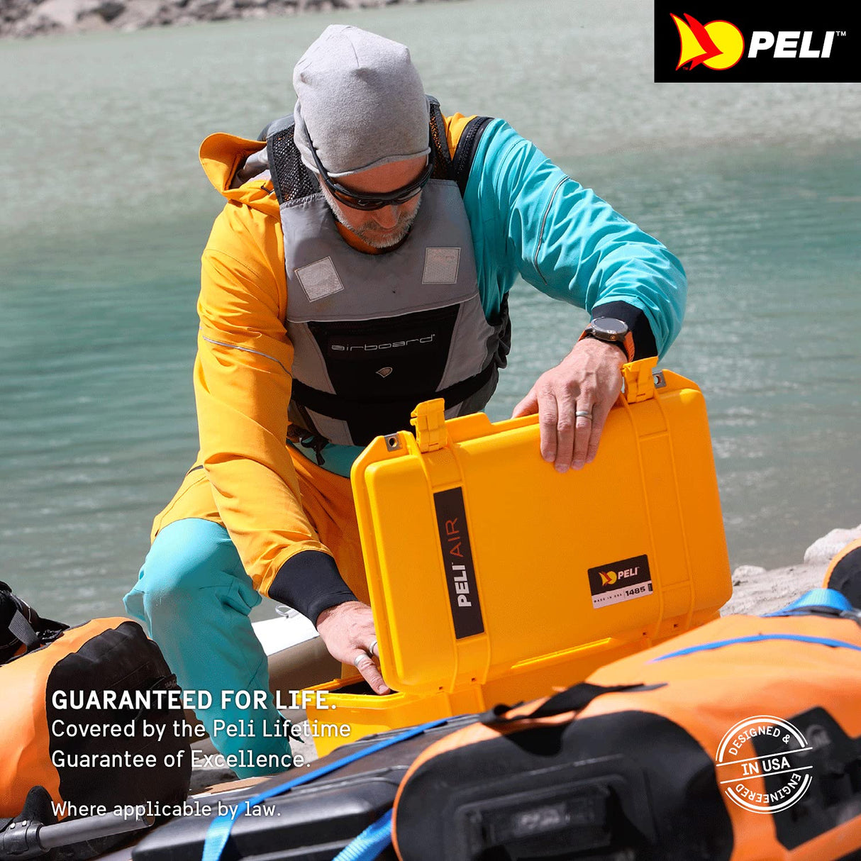 PELI 1607 Air Maleta Protectora Ligera para Equipos de Foto y vídeo Profesionales, estanca e Impermeable al Polvo, 63L de Capacidad, Fabricada en EE.UU, sin Espuma, Color Naranja