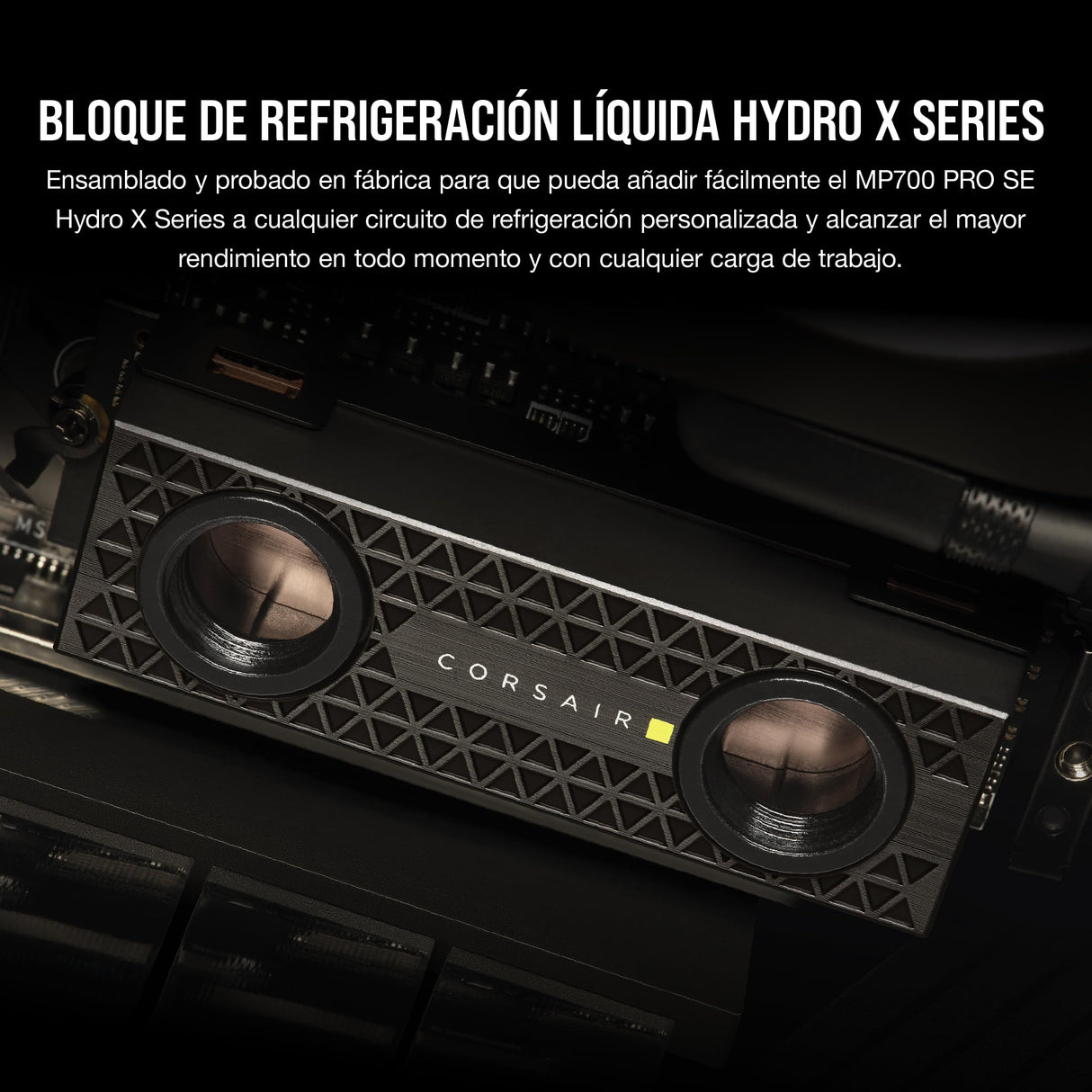 Corsair MP700 Pro SE Hydro X Series 4 TB M.2 PCIe Gen5 x4 NVMe 2.0 SSD – M.2 2280 – hasta 14.000 MB/s Velocidad de Lectura Secuencial – Bloque de Refrigeración Líquida Preinstalado – Negro