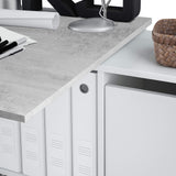Habitdesign Escritorio Multiposición Reversible, Mesa Estudio, Mesa PC, Modelo Adapta XL, Acabado en Blanco Artik y Gris Cemento, 74 x 136 x 139 cm