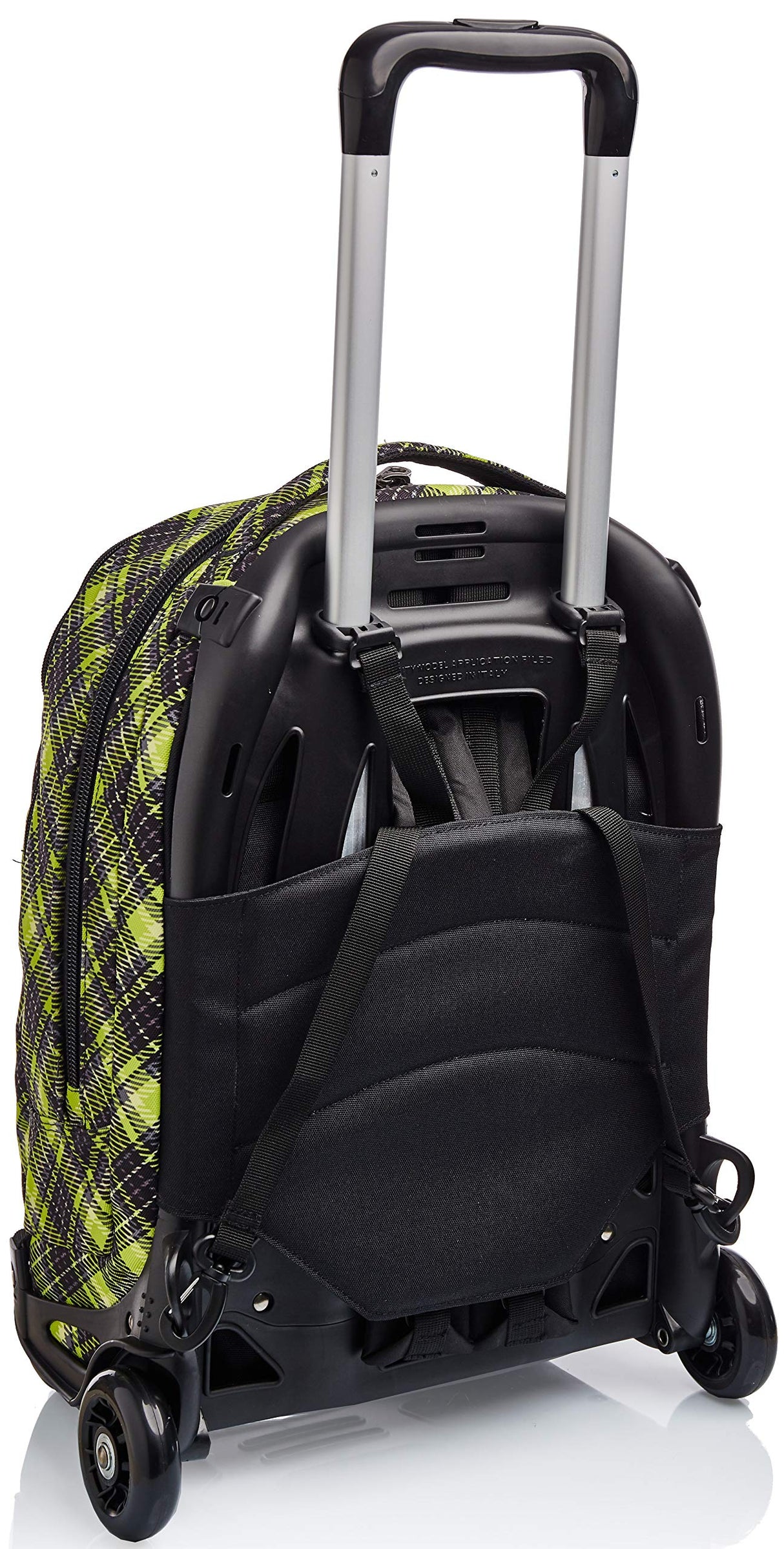 Seven Mochila con ruedas, NEW Tech TARTAN Bolsa con ruedas para libros, 3 en 1, Mochila Desmontable+Trolley, para chicos&chicas Para la escuela, Deporte, Tiempo libre, Funda para portátil, verde