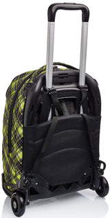 Seven Mochila con ruedas, NEW Tech TARTAN Bolsa con ruedas para libros, 3 en 1, Mochila Desmontable+Trolley, para chicos&chicas Para la escuela, Deporte, Tiempo libre, Funda para portátil, verde