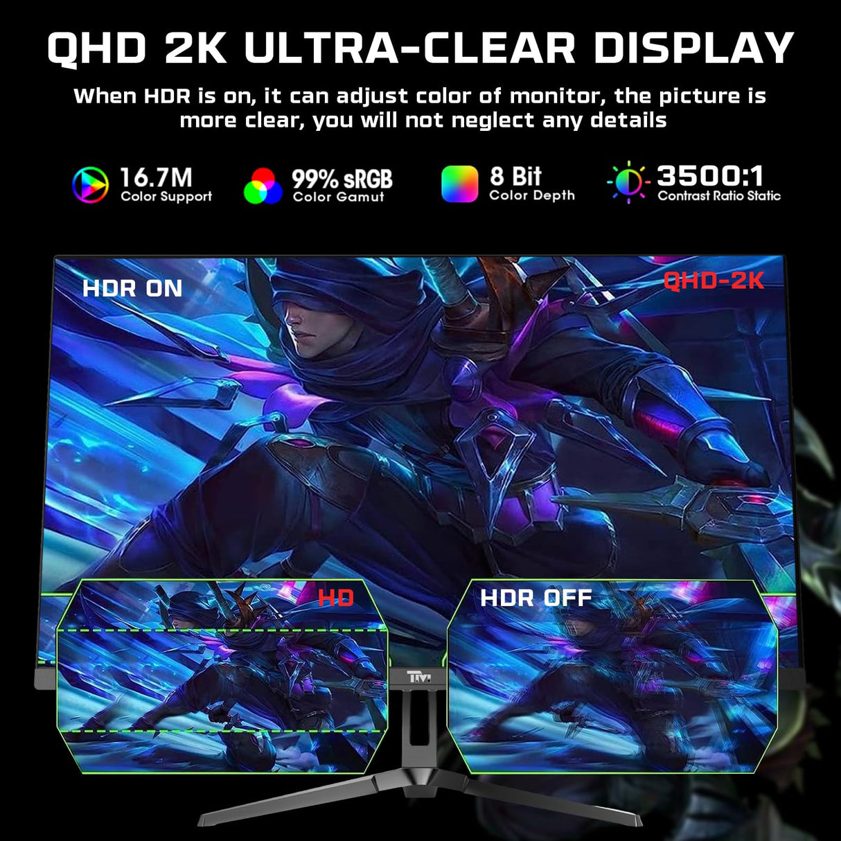 Twisted Minds Monitor para Gaming, Pantalla de 32 Pulgadas Fast VA - Resolución 2560 x 1440 QHD, frecuencia actualización 180 Hz, relación Aspecto 16:9, Tiempo Respuesta 1 ms - Negro (TM32QHD165VA)