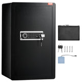VEVOR Caja Fuerte de 113,27 L con Una Puerta, Cerradura con Llave, Contraseña y huella dactilar Bolsa Ignífuga, Estante para Llaves, Luz LED y 2 Divisores para Dinero, Documentos, Joyas, Negro