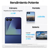 Samsung Galaxy Z Flip7 256GB - Móvil con IA, Diseño Plegable, Pantalla Amplia, Cámara Selfie 50MP, Procesador 3nm, Memoria 12GB, Azul Intenso, Garantía 3 Años + 1 año Extra (Versión Española)