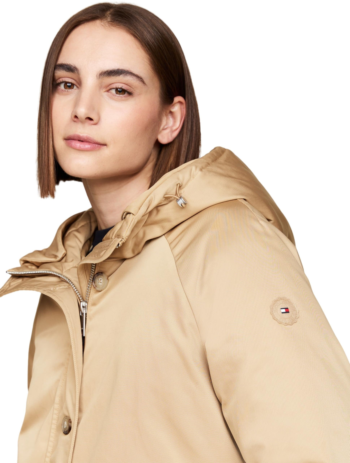 Tommy Hilfiger Parka Mujer Padded Parka With Fur con Botones, Verde (Classic Khaki), M