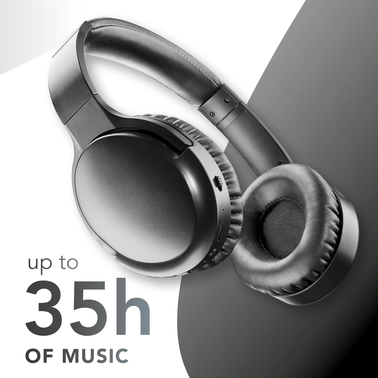 Music Sound - VIBRA - Auriculares Bluetooth inalámbricos con tecnología Active Noise Cancelling - Eliminan el Ruido Ambiental - Diadema Ajustable - 35 Horas de autonomía - Negro