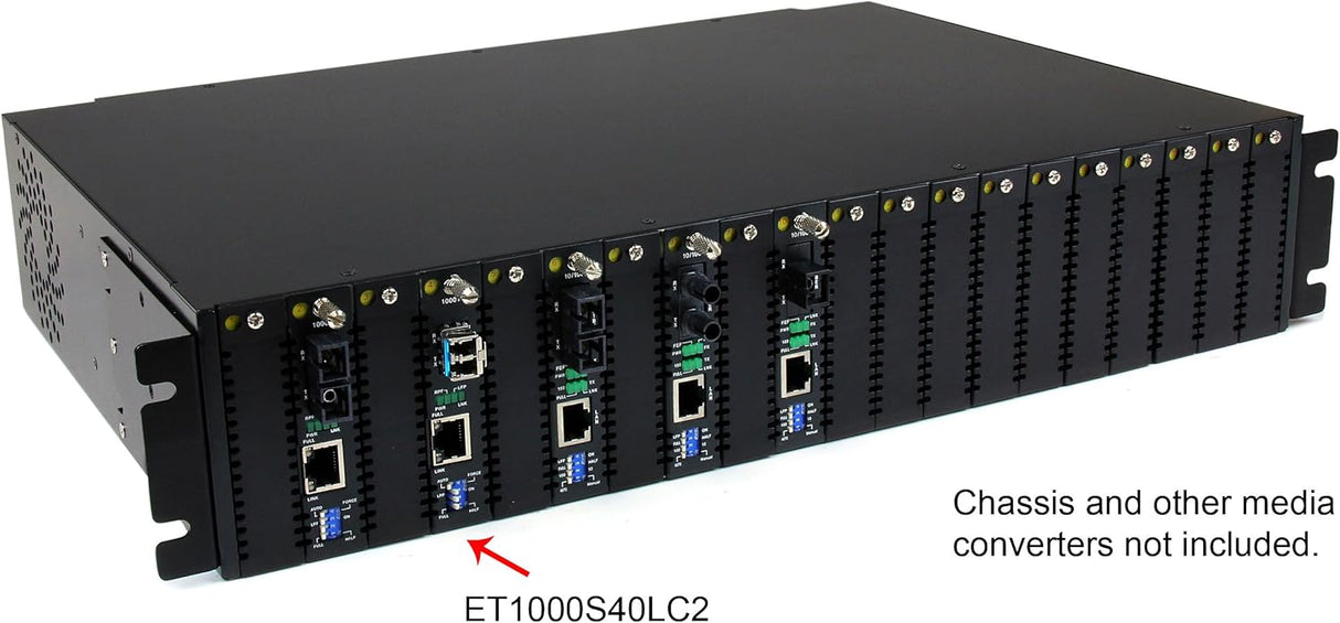 StarTech.com ET1000S40LC2 - Gigabit Ethernet Media Converter 1Gbps to Multi Mode Fiber Connector, Black