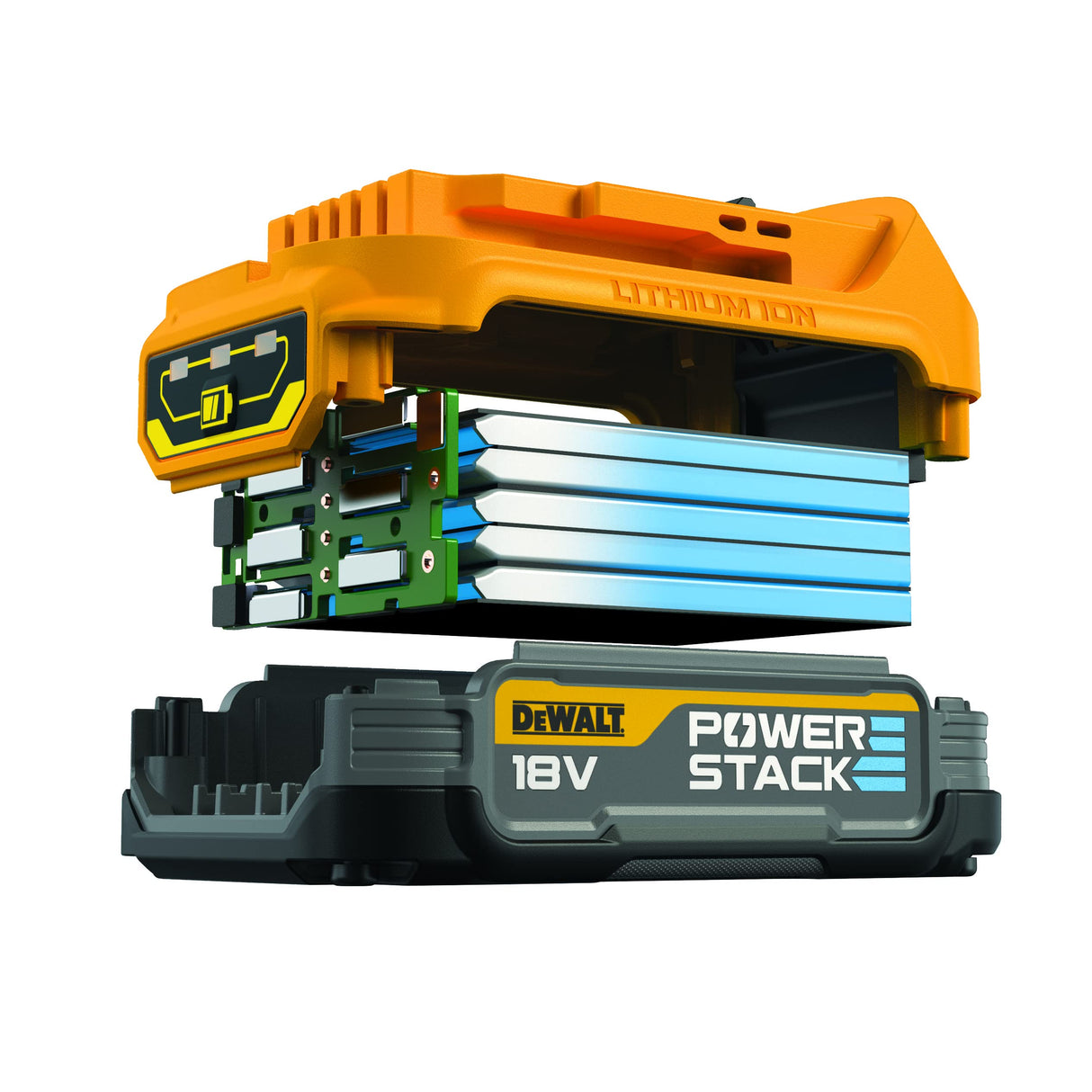 DEWALT DCK2050E2T-QW - Kit: 1x Taladro percutor 18V XR DCD805, 1 Destornillador de impacto de ¼" DCF850, 2 baterías Powerstack de 18V/1,7Ah DCBP034, 1 cargador rápido de sistema DCB115