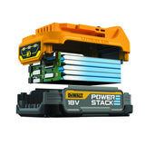 DEWALT DCK2050E2T-QW - Kit: 1x Taladro percutor 18V XR DCD805, 1 Destornillador de impacto de ¼" DCF850, 2 baterías Powerstack de 18V/1,7Ah DCBP034, 1 cargador rápido de sistema DCB115