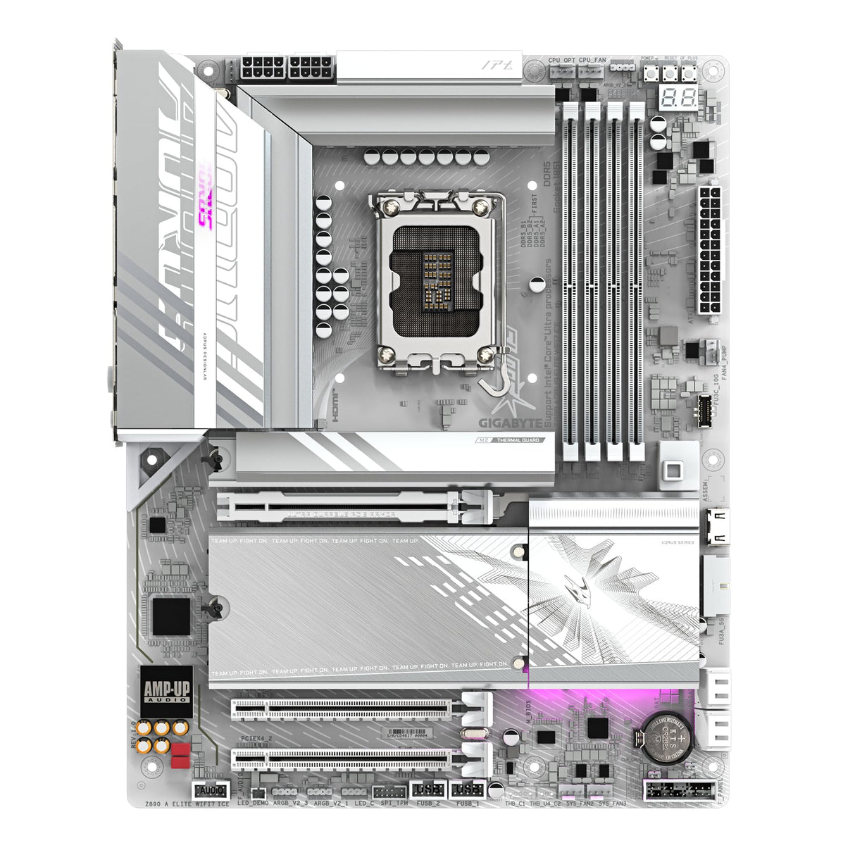 GIGABYTE Z890 AORUS Elite WIFI7 Ice Placa Base - Soporta CPUs Intel Core Ultra (Serie 2), 16+1+2 Fases VRM, hasta 8800MHz DDR5 (OC), 1xPCIe 5.0 + 3xPCIe 4.0, Wi-Fi 7, 2.5GbE LAN, Thunderbolt 4