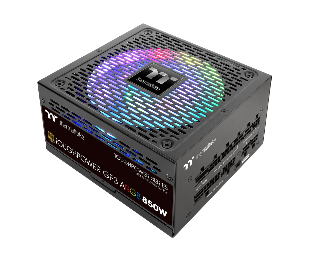 Thermaltake Toughpower GF 3 ARGB 850W | PC ATX 3.0 Power Supply | PCIe Gen 5.0 | 80-Plus-Gold | Fully Modular | Quiet 140 Fan | EU Certified | Black