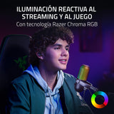 Razer Seiren V3 Chroma - Micrófono USB RGB con pulsación para silenciar (Iluminación Reactiva Para Streaming y juegos, Micrófono de condensador supercardioide) Negro