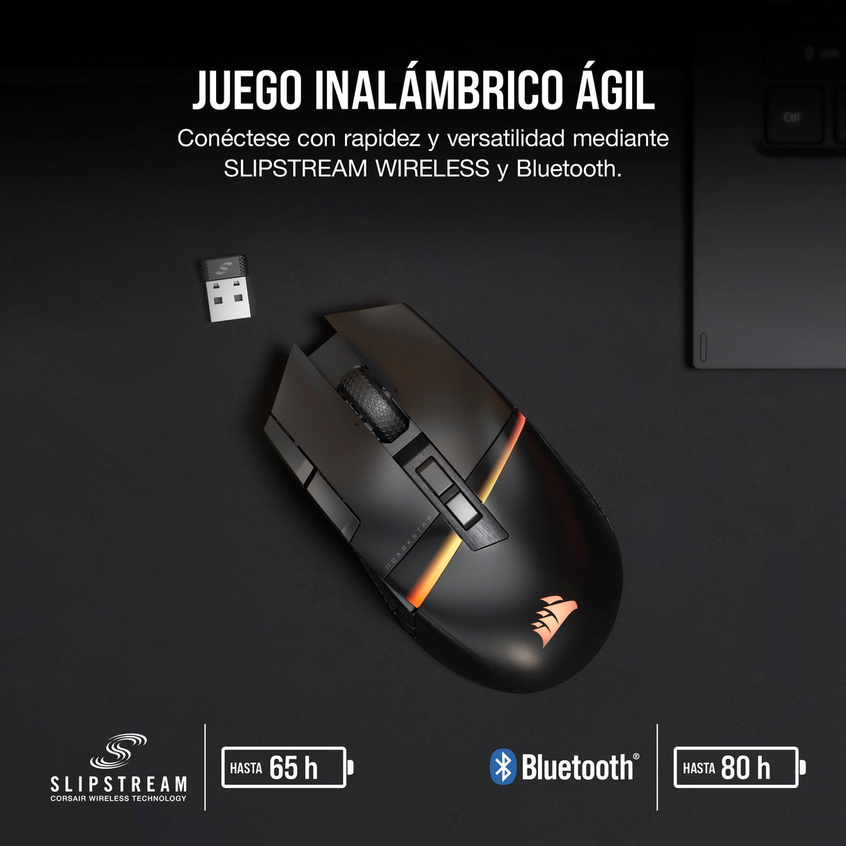 Corsair DARKSTAR Ratón Inalámbrico RGB Para Juegos MMO - 26.000 PPP - 15 Botones Programables - Batería Hasta 80 Horas - Compatible con iCUE - PC, PS5, PS4, Xbox - Negro