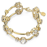 Swarovski Brazalete Constella Ajustable de Dos Tiras Para Mujer, Cristal Blanco, Baño en Tono Oro, Colección Constella de Swarovski