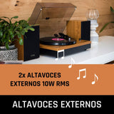 Lenco LS300WD Tocadiscos Vinilo con Altavoces - Bluetooth- Discos de Vinilo - Contrapeso Ajustable - Transmisión por Correa - MMC - RCA - Parada automática - Tapa Antipolvo - Madera