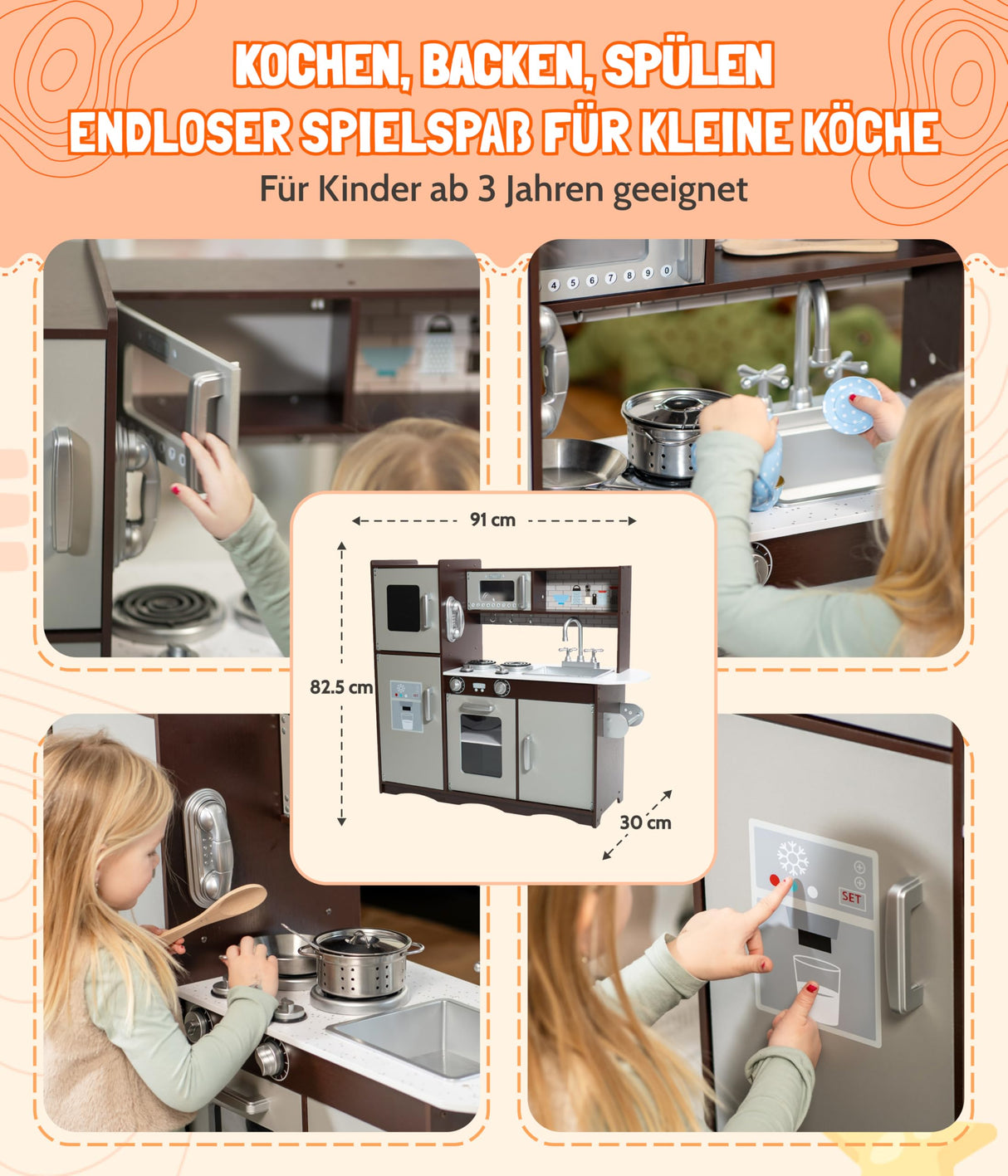 Bayer Chic 2000-Cocina Infantil, Color marrón, Plateado, 91 x 30 x 82, 5 cm (305 10)