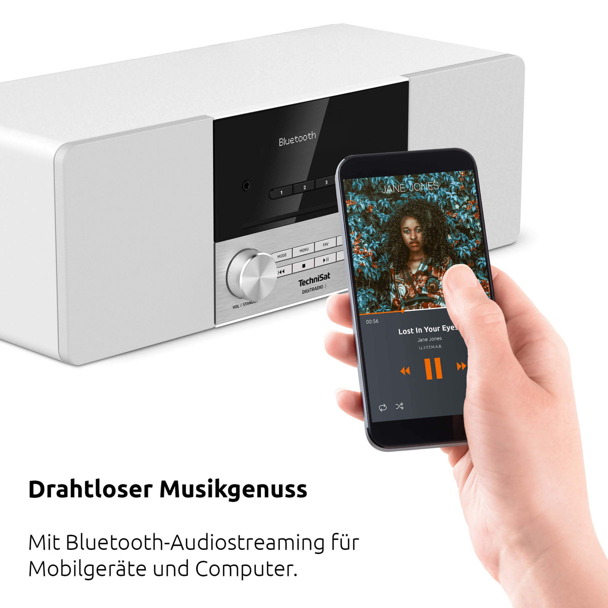 TechniSat DIGITRADIO 3 - Sistema Compacto de Radio Estéreo Dab (Dab+, FM, Reproductor de CD, Bluetooth, USB, Conexión para Auriculares, Entrada AUX, Radio Reloj Despertador, Pantalla OLED) Blanco