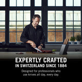 Victorinox Swiss Modern Bloque de cuchillos profesionales con contenido, 6 piezas, incl. 6 cuchillos de chef con mango de madera, negro