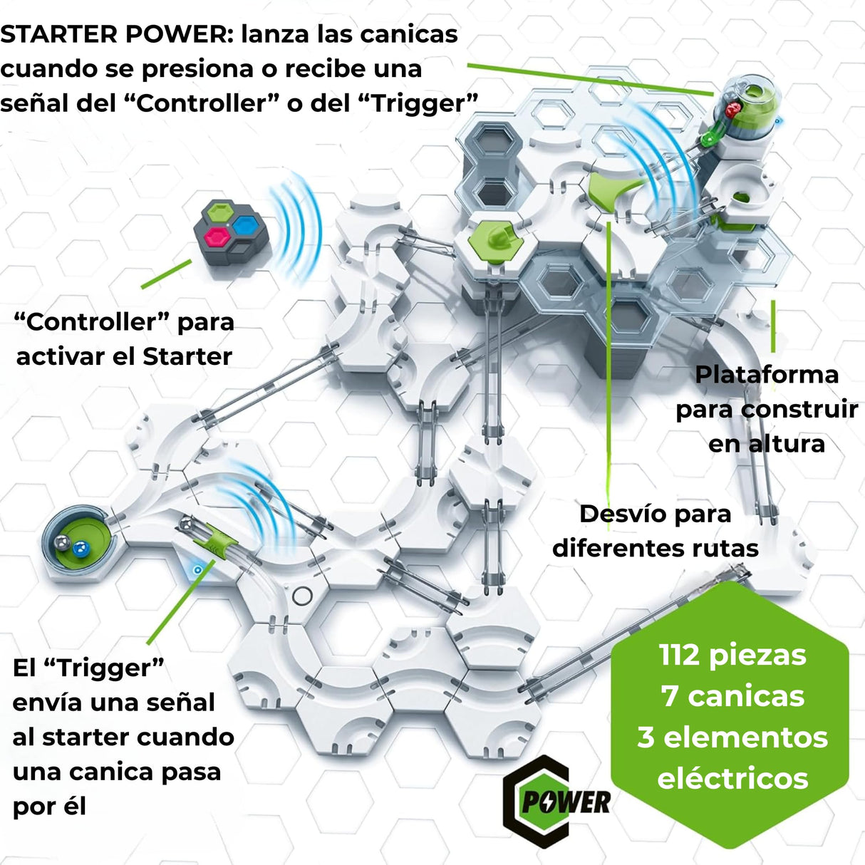 Ravensburger - Gravitrax Power | Circuito Canicas Con 100 Piezas | Rompecabezas Niños Con Canicas | Juegos Para Niños De 8 Años | Juegos Mesa Compatibles Con Todos Los Gravitrax