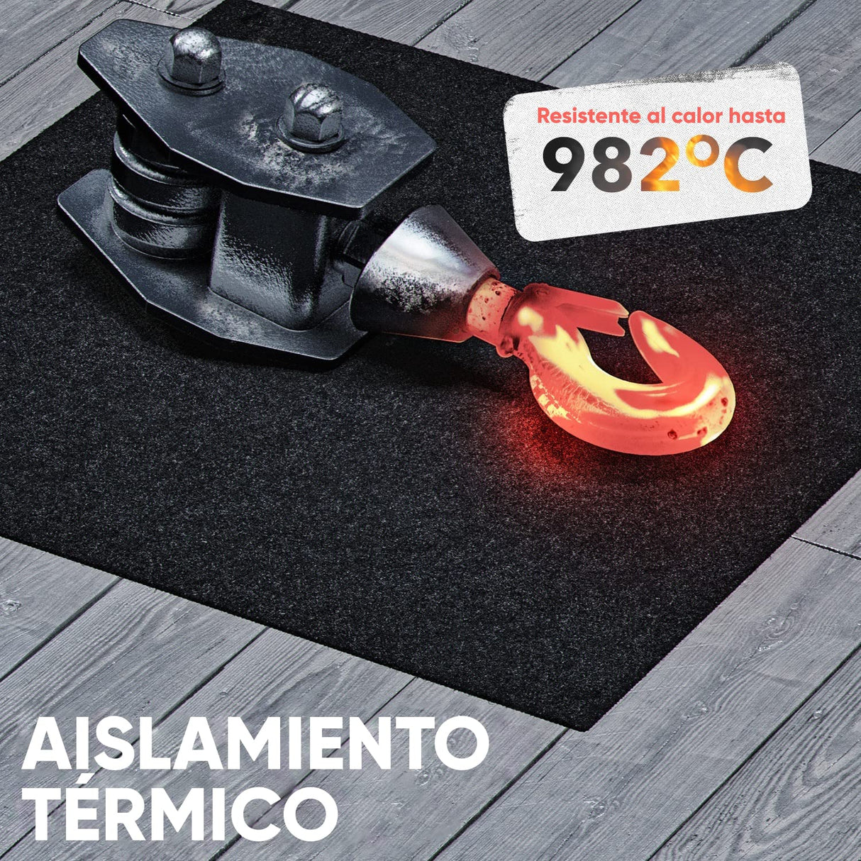 EVOCAMP Base ignífuga 200x200 cm - Alfombra de protección térmica resistente al calor hasta 982 °C - Alfombrilla de soldadura, alfombra ignífuga para una protección contra incendios segura