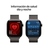 Apple Watch Series 10 GPS + Cellular Smartwatch con Caja de Titanio Pizarra de 42 mm y Pulsera Milanese Loop Pizarra - Talla única. Monitor de entreno, App ECG y Neutro en Carbono