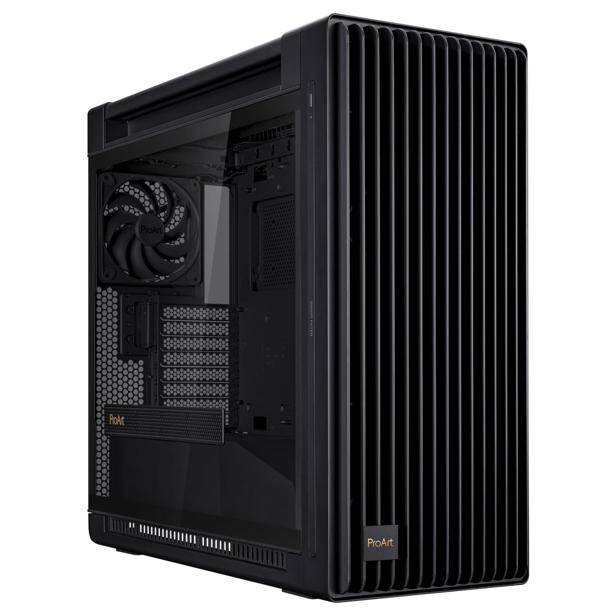 ASUS ProArt PA602 - Chasis para Ordenador E-ATX (Soporte para radiador de 420 mm, Ventiladores 140 mm y 200 mm, indicador de Polvo IR, Bloqueo de alimentación, PCIe sin Herramientas, USB de 20 Gbps)