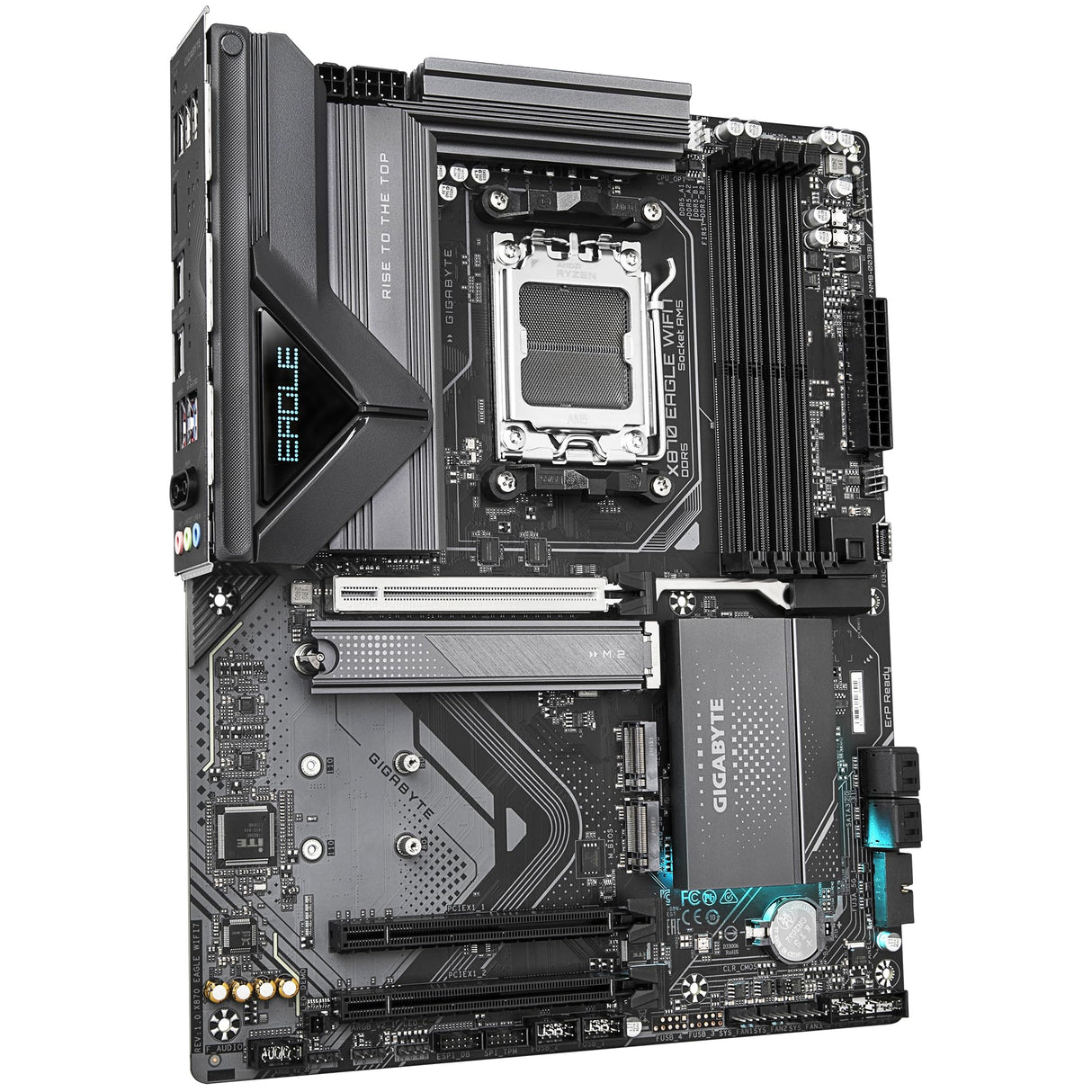 GIGABYTE Placa Base X870 Eagle WIFI7 - Compatible con CPUs AMD Ryzen 9000, VRM de 14+2+2 Fases, hasta 8000MHz DDR5 (OC), 1xPCIe 5.0, Wi-Fi 7, LAN 2.5GbE, USB 4