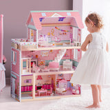 ROBUD Casa de muñecas de Madera para niños, casa de muñecas Regalo para niñas y niños de 3, 4, 5, 6 años