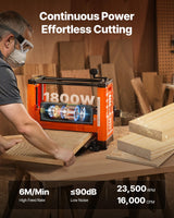 VEVOR Cepilladora Eléctrica de 2 Cuchillas, Mesa de Trabajo de 33 cm de Ancho, 1800 W 23500 RPM Moto Potente, Rodillo Doble, Protección Contra Sobrecargas, Sola Velocidad, para Madera Dura/Blanda