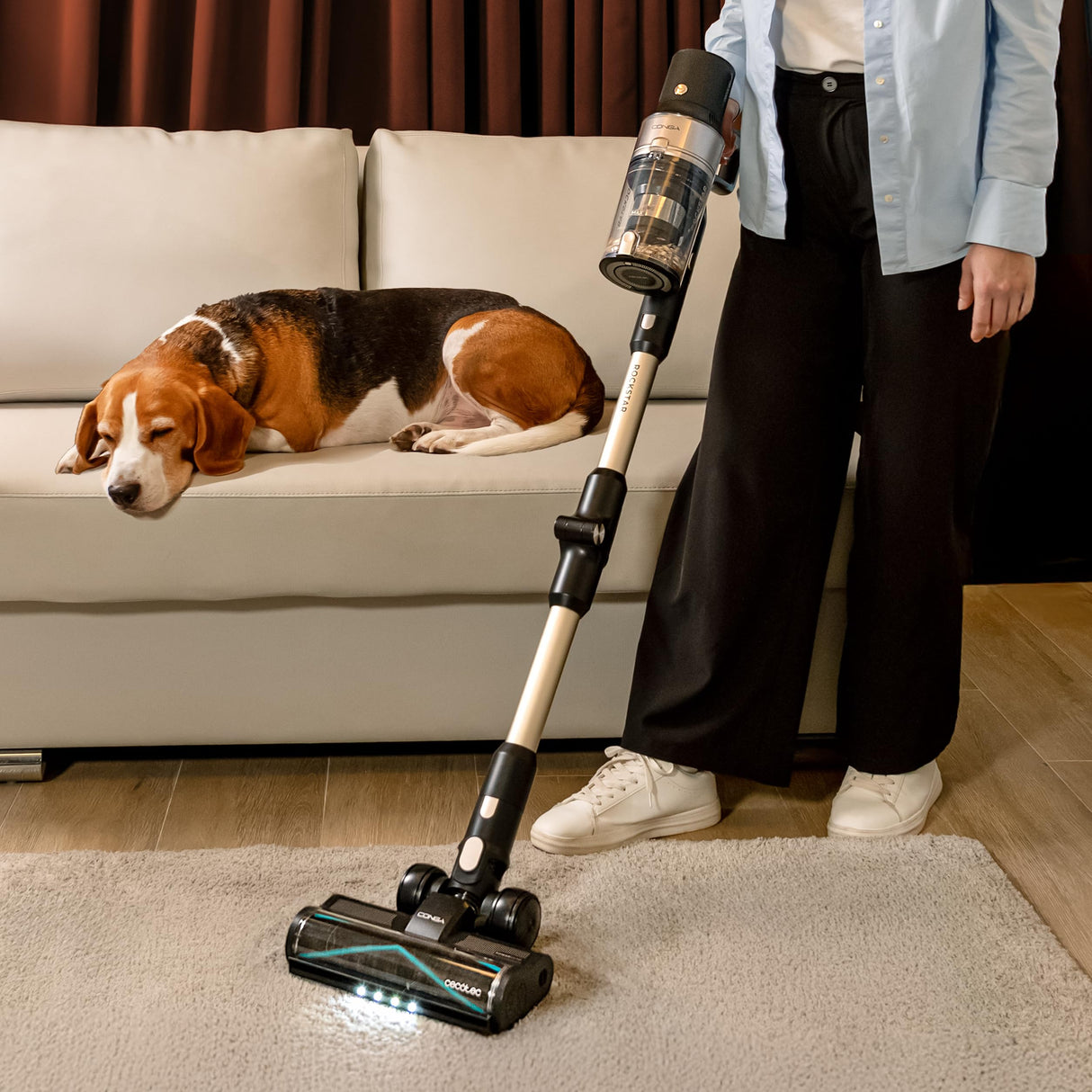 Cecotec Aspiradora Escoba Sin Cable Conga Rockstar 5500 Hurricane Station Pet Flex, Max 220AW 700W, Base Autovaciado, Hasta 90min Autonomía, Cepillo antienredo, Tubo flex, Ciclón paralelo, Acc mascota