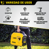 Champion Power Equipment Generador The Mighty Atom (inversor de 2500 W, 53 dBA - 7 m de distancia, toma de 12 V CC y adaptador USB de doble puerto, para camping / exteriores) 9200i-EU
