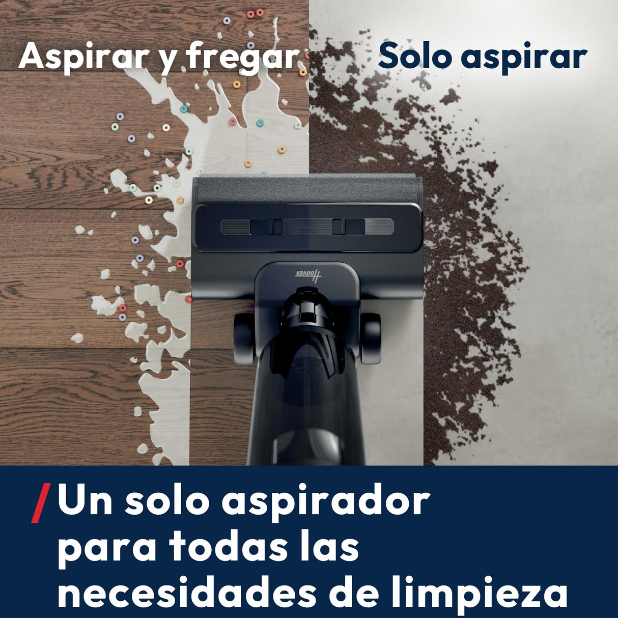 Hoover HW3 - Aspirador y fregasuelos inalámbrico 2 en 1 seco y húmedo - para Suelos delicados y Duros - 40 min autonomía - Anti-Twist - Autolimpieza Aire frío - Limpieza Bordes Bilateral [HW3Z00]