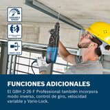 Bosch Professional GBH 2-26 F - Martillo perforador (2,7 J, Ø máx. hormigón 26 mm, SDS plus + cilíndrico, en maletín) [Clase de eficiencia energética B]