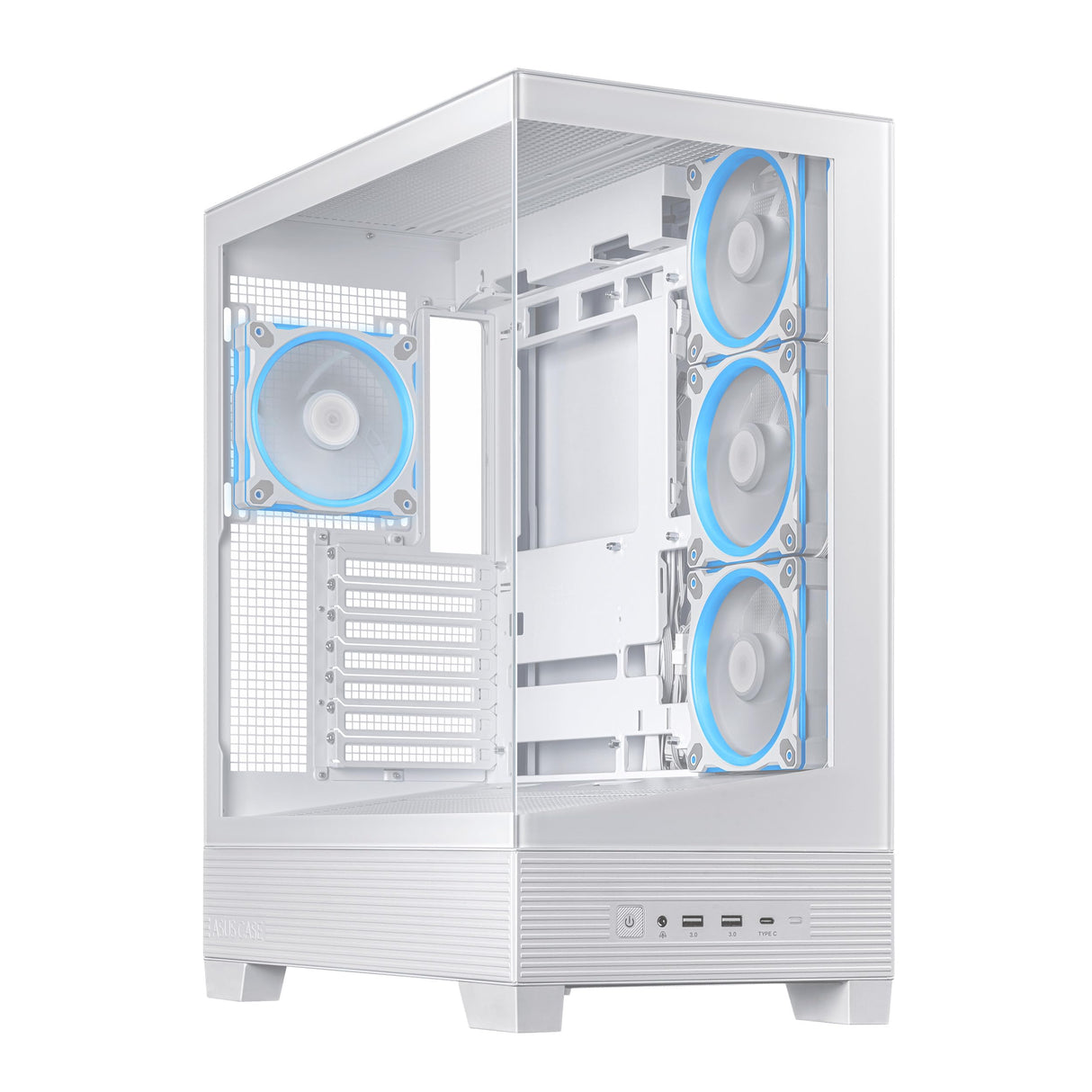ASUS A31 Plus TG ARGB - Chasis PC ATX (Compatible con Placas Base con Conector Oculto, radiadores de 360 mm y gráficas de 380 mm, 4 Ventiladores ARGB, Cristal Templado, gestión de Cables), Blanco