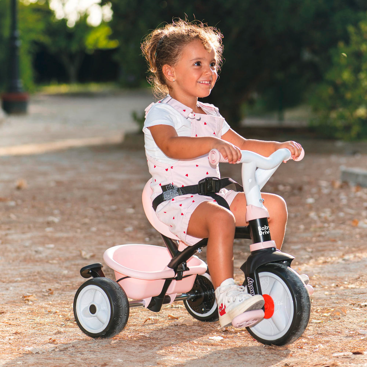 Smoby Triciclo Baby Driver Confort Rosa 3 en 1 Progresivo para Niños a Partir de 10 Meses, con Parasol Anti-UV, Volante con Claxon y Ruedas Silenciosas (7600741504)