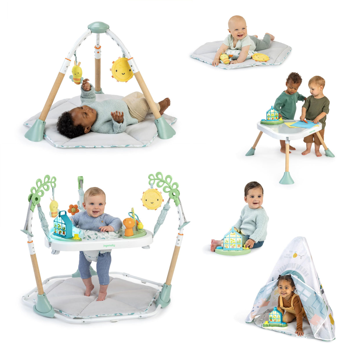 Ingenuity Tummy-to-Toes 6-in-1 Milestone Center Juguete para bebé, Multicolor, 0-48 Months (up 26lbs) (Kids2, Inc. 16904)