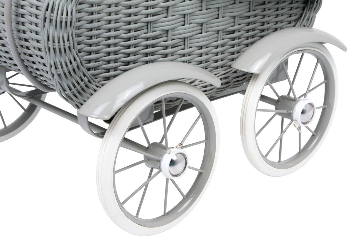 small foot 8771-Cochecito de bebé de Mimbre Ropa de Cama Blanca para Mayores de 3 años Cochecito de muñecas, Color Gris, 513252 cm (8771)