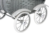 small foot 8771-Cochecito de bebé de Mimbre Ropa de Cama Blanca para Mayores de 3 años Cochecito de muñecas, Color Gris, 513252 cm (8771)