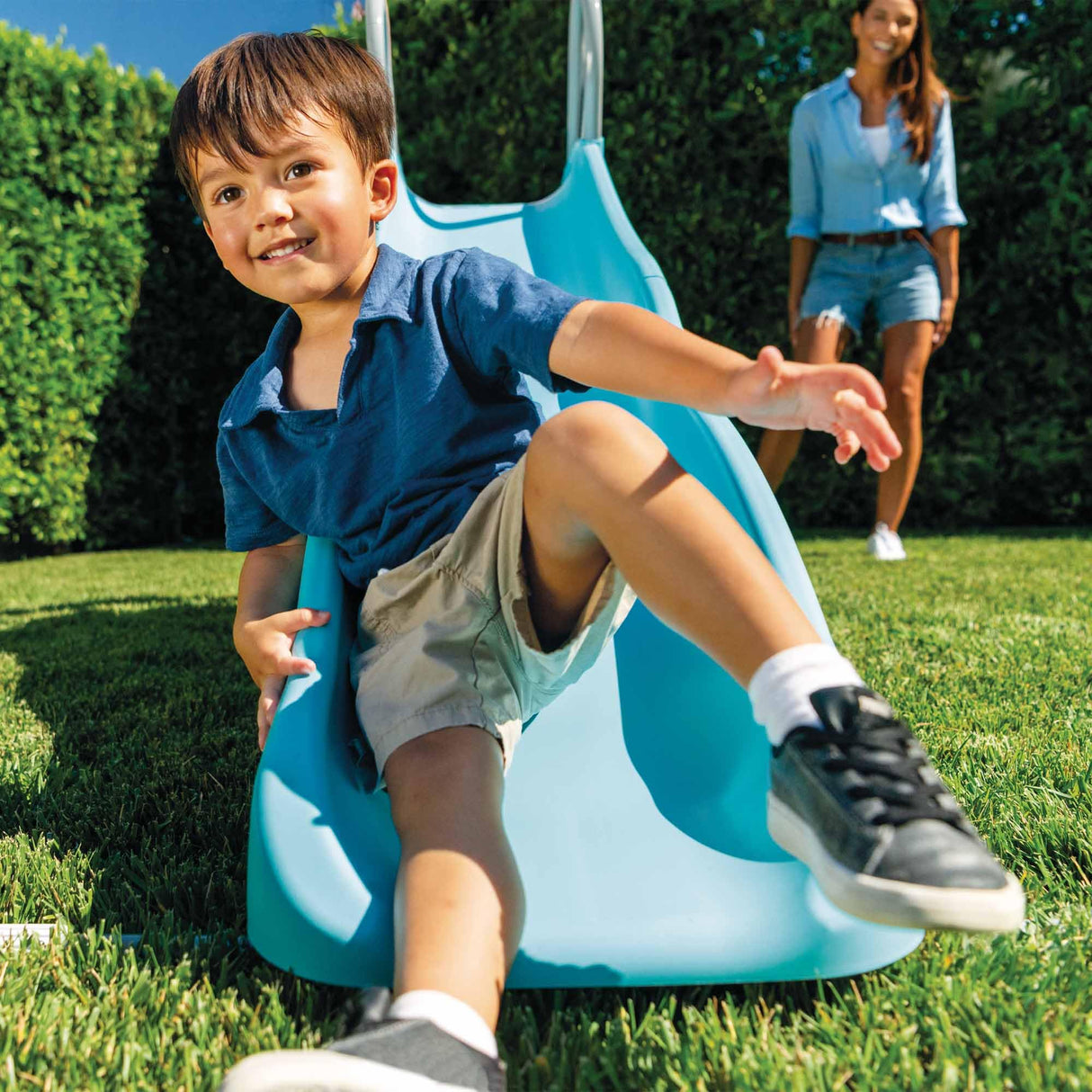 Intex Tobogán Infantil, Azul, 84x196x119 cm, 2 escalones, Pata estabilizadora, Estructura de Acero, Superficie Lisa de PVC, Toboganes para niños, Juegos Exterior, Juguete para 3-10 años (59005)