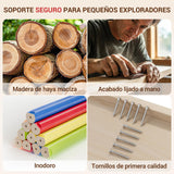 COSYLAND 8 en 1 Triángulo de Escalada Montessori con Arco y Rampa, Set Plegable Infantil, Juguete de Madera Resistente para Interior, Niños 18 Meses-6 años, Colores Arcoíris, Grande