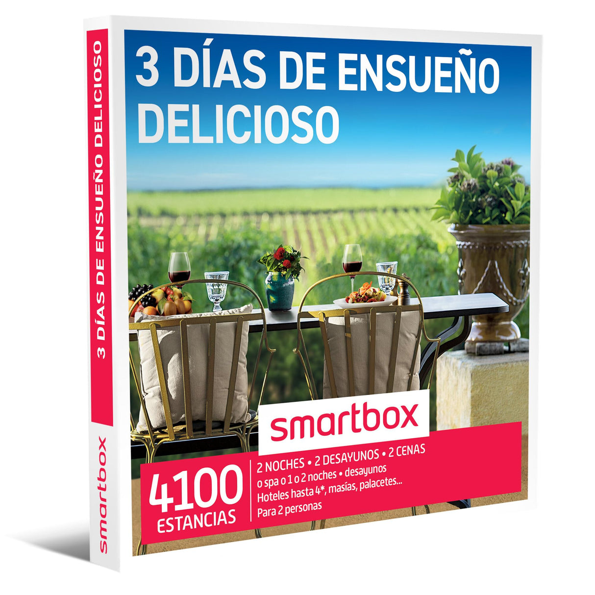 Smartbox - Caja Regalo 3 días de ensueño Delicioso - Idea de Regalo Novios - 2 Noches con Desayuno y 2 cenas o SPA para 2 Personas