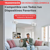 Pyle Sistema de Altavoces Estereo, Portatiles, Resistentes a la Intemperie, Inalambricos, Montaje de Pared, Interiores, Exteriores. Blanco