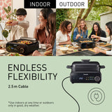 Panasonic NF-GM600 - Olla Multifunción Eléctrica 6 en 1, 1400 W, 40-250 °C, 9 Modos Automáticos, 6 Accesorios Platos, Extractor de Humo, Apta para Lavavajillas, Cable de 2,5 m, Color Negro