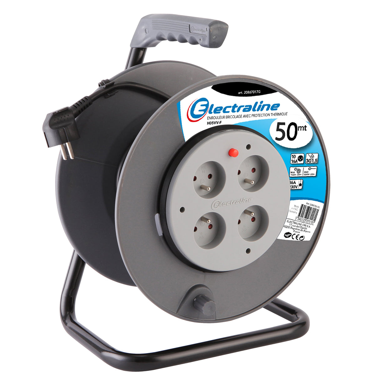 Electraline - Alargadera con soporte, para bricolaje, negro, negro, 20867019F
