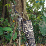 Leofoto - Ranger - Trípode de Carbono con Cabezal oscilante - Ideal para fotografía Deportiva, Naturaleza y Vida Silvestre - LS-365C+PG-1 - Camuflaje Completo