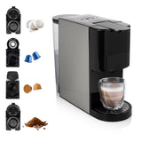 Princess 249451 Máquina de café multicápsulas, adaptadores para cápsulas Nespresso, Dolce Gusto, Lavazza a Modo Mio, monodosis ESE y café molido, 19 bares, depósito de agua extraíble 800 ml, 1450 W