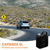 Bidón de combustible de metal barnizado con polvo epoxi, de 5 l, con tapón magnético, grosor 0,9 mm, para diésel, gasolina y queroseno