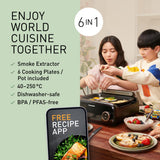 Panasonic NF-GM600 - Olla Multifunción Eléctrica 6 en 1, 1400 W, 40-250 °C, 9 Modos Automáticos, 6 Accesorios Platos, Extractor de Humo, Apta para Lavavajillas, Cable de 2,5 m, Color Negro