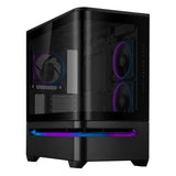 ASUS Prime AP202 ARGB Caja mATX, Cristal Curvado Templado, Compatible con gráficas de hasta 420 mm, radiadores de 360 mm, raíl de fácil extracción, ventilación de Ranura, Ventiladores ARGB, Negro